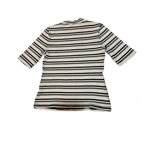 Maeve Anthropologie Mock Neck Ribbed Blouse Top Striped Printed Size XSmall - Picture 4 of 8